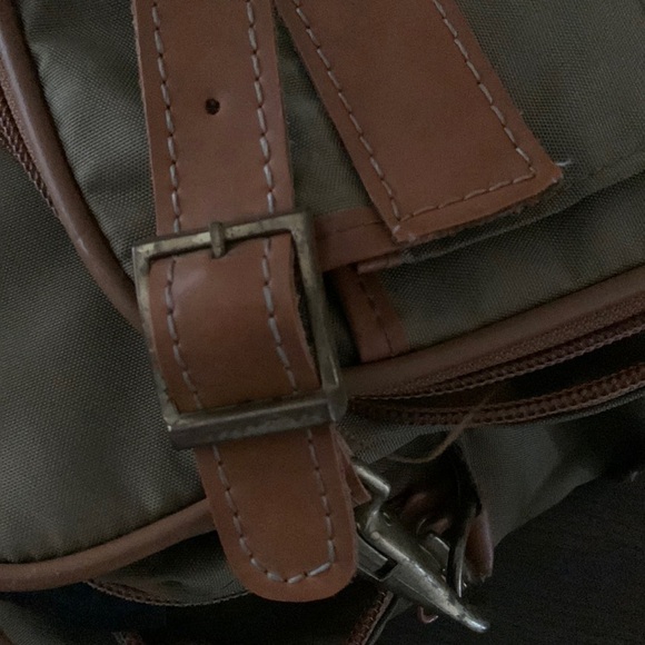 Vintage Hartmann Briefcase Travel Bag Crossbody Khaki Canvas & Brown Leather - Picture 9 of 13